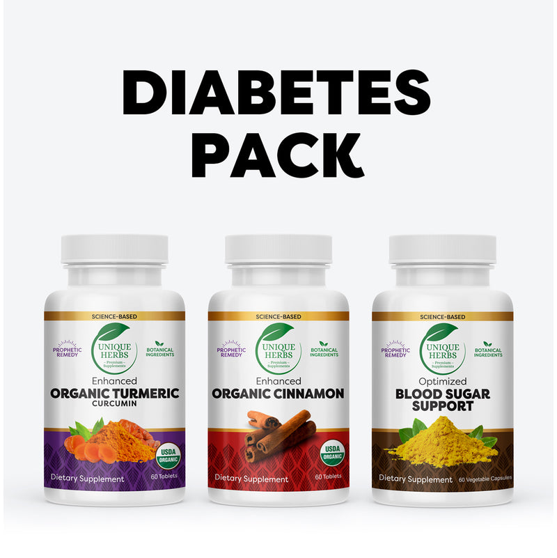 Diabetes Package, Combination of products curated in a package for diabetes. The combination of benefits from Turmeric, Cinnamon and ingredients from our blood sugar support will provide the best solution in helping with diabetic related issues.